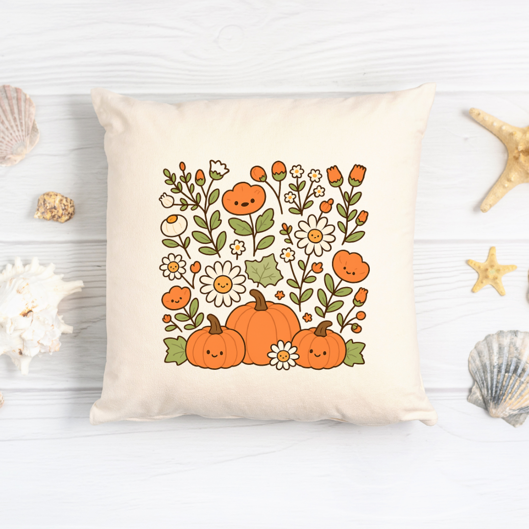 Trendy Pumpkin PNG – Cute Fall Clipart with Daisies for Sublimation, Stickers & Crafts
