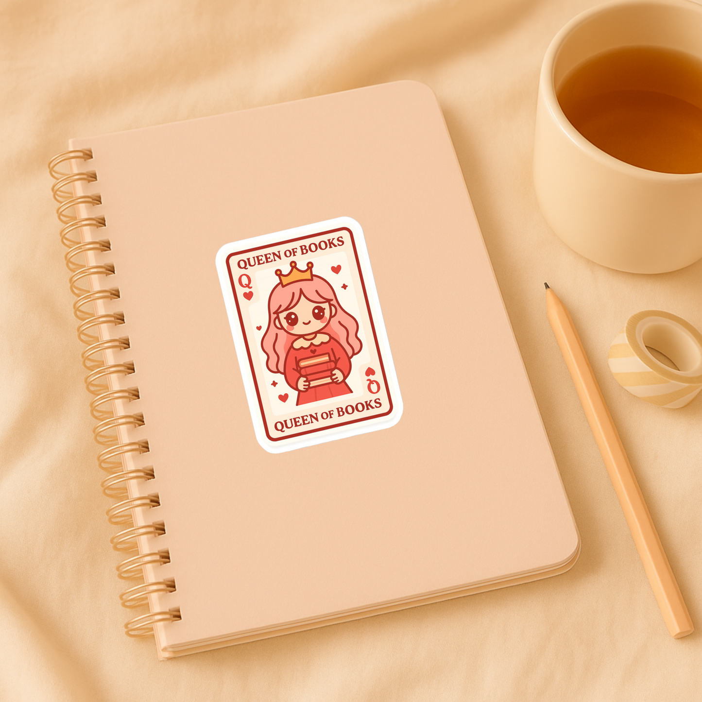 Queen of Books Sticker – Cute Book Lover Vinyl Decal for Readers, Planners & Gifts