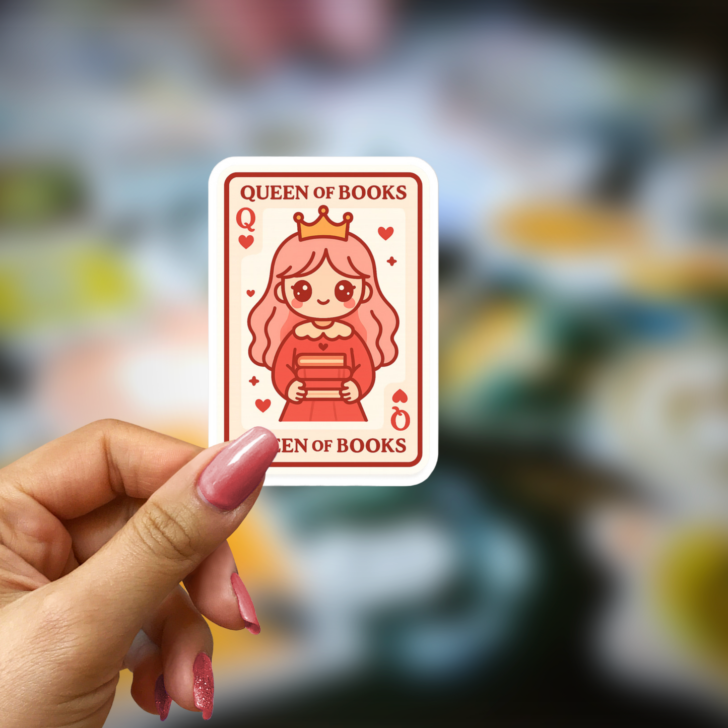 Queen of Books Sticker – Cute Book Lover Vinyl Decal for Readers, Planners & Gifts