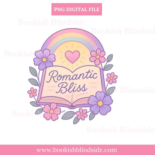 Romantic Bliss Bookish Sticker | Pastel Romance PNG | Digital Download for GoodNotes, iPad, Kindle | Cute Book Lover Aesthetic