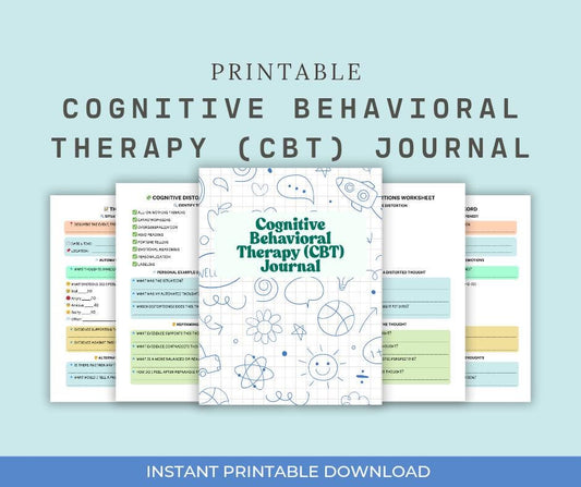 Cognitive Behavioral Therapy (CBT) Journal Digital Download | Mental Health Workbook Self-Guided Therapy Printable | Emotional Wellness