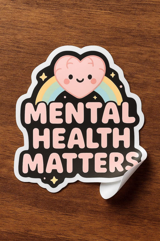 Mental Health Matters PNG | Kawaii Brain Rainbow Sticker | Self-Care Digital Download | Cute Mental Health Awareness Clipart | Instant PNG