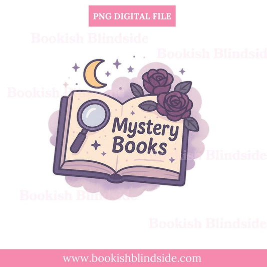 Mystery Books Sticker PNG | Kawaii Bookish Digital Download | Cozy Crime Book Lover Sticker | GoodNotes iPad Kindle Digital Planner