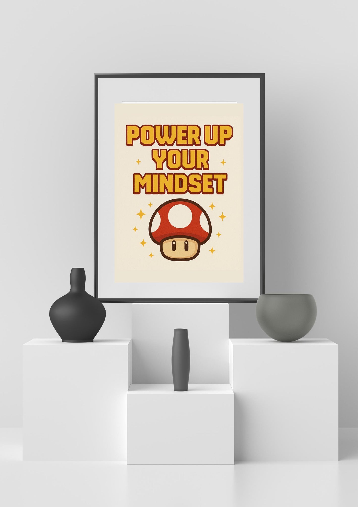 Power Up Your Mindset Wall Art | Cute Game Inspired Motivational Printable | Gamer Room Decor | Super Mushroom A4 Poster | Instant Download