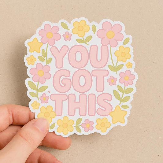 You Got This PNG | Motivational Quote Digital Sticker | Pastel Floral Kawaii Clipart | Cute Self-Love Sublimation File | Instant Download