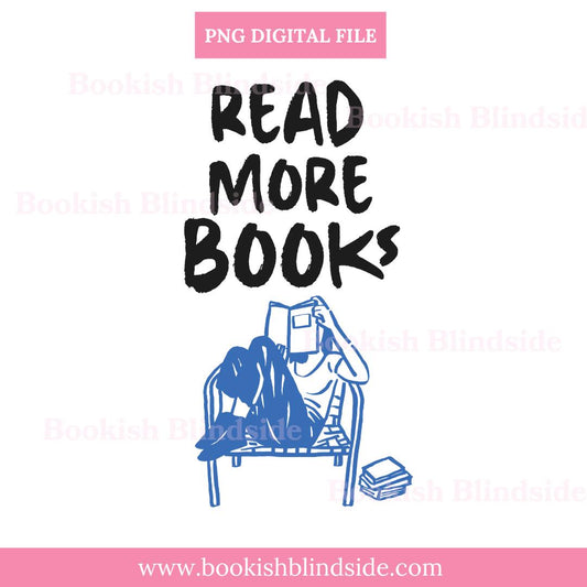 Read More Books Sticker PNG | Digital Download | Cozy Reading Aesthetic | Bookish Art for Planners Journals & Kindle | Book Lover Clipart