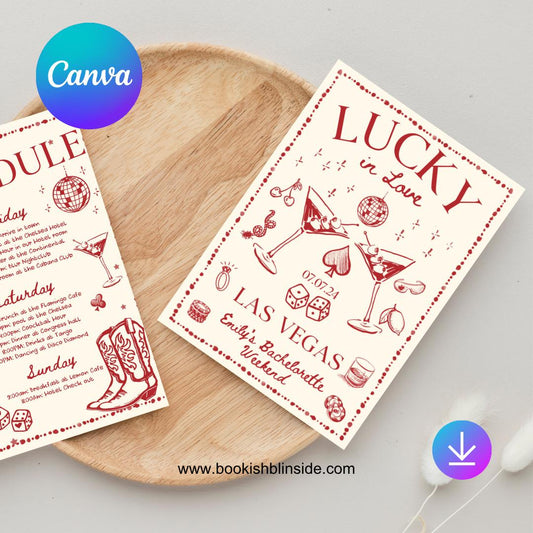 Lucky in Love Bachelorette Invitation | Editable Canva Template | Vegas Party Itinerary | Printable Digital Download | Instant Access
