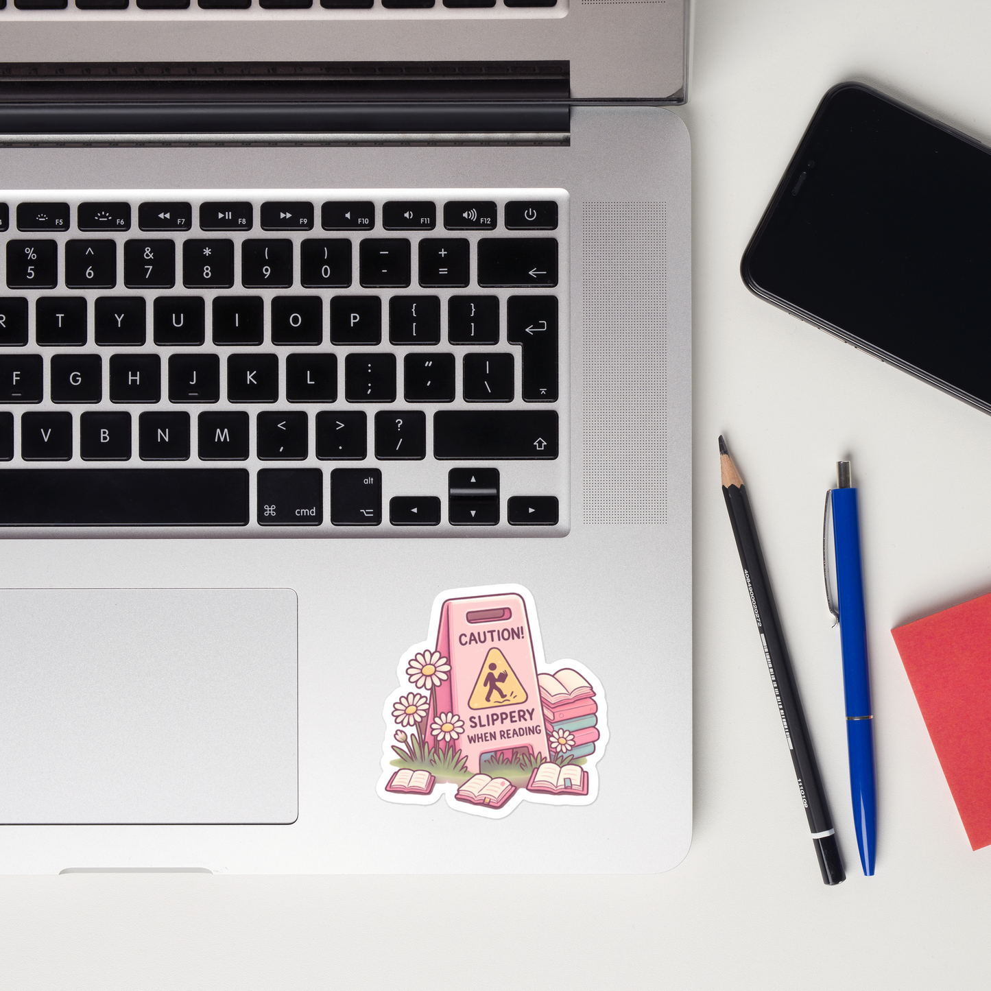 Bookish Sticker, Slippery When Reading Sticker β Cute Bookish Gift for Readers & Friends