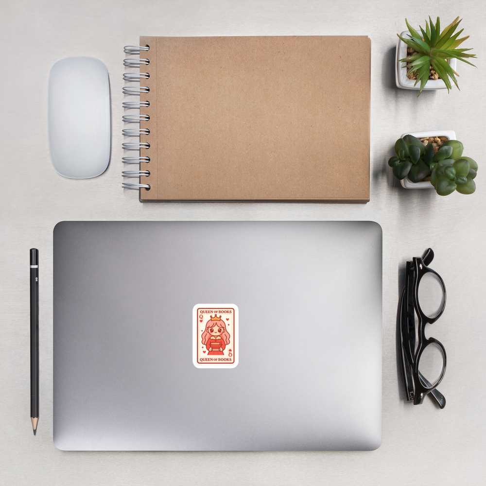 Queen of Books Sticker – Cute Book Lover Vinyl Decal for Readers, Planners & Gifts