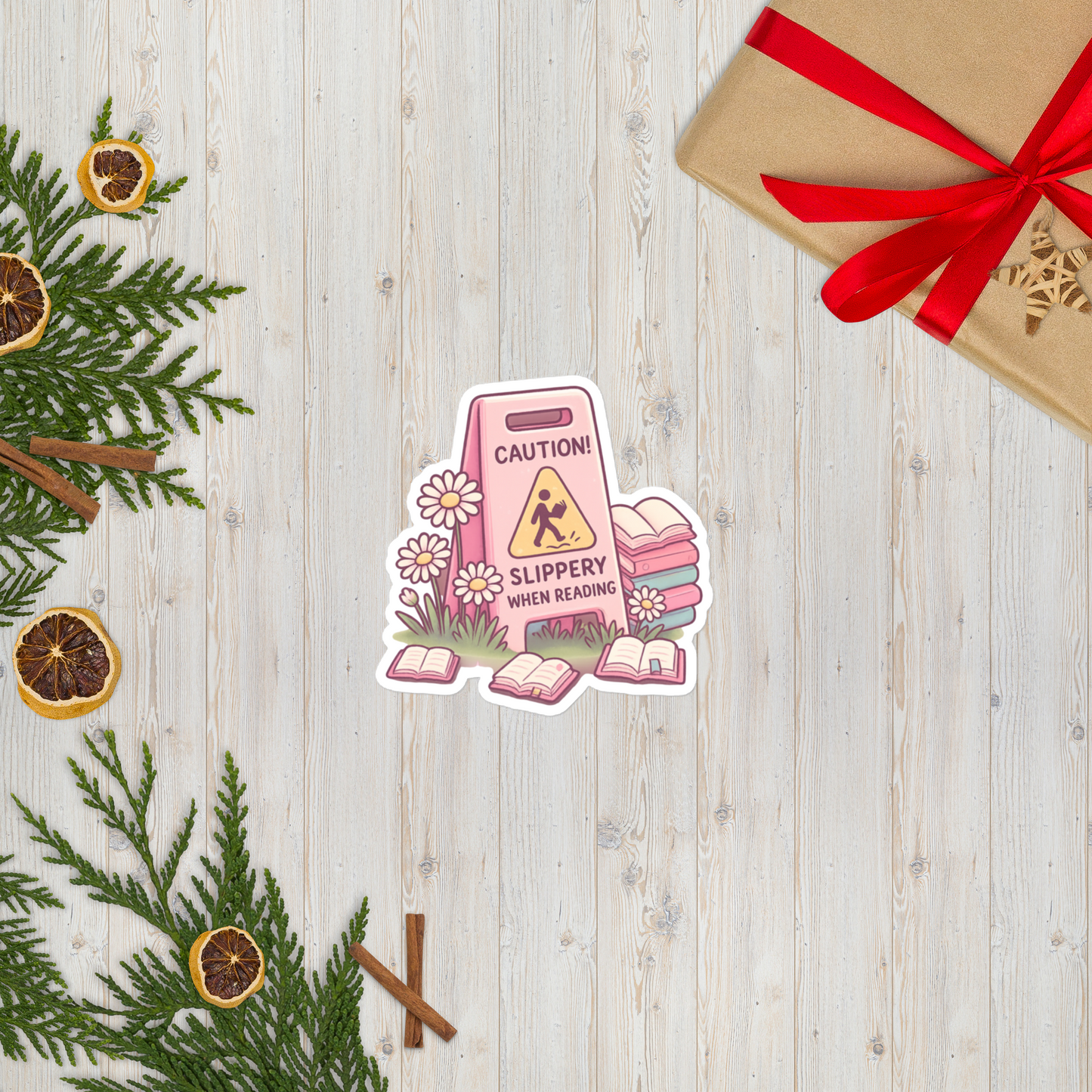 Bookish Sticker, Slippery When Reading Sticker β Cute Bookish Gift for Readers & Friends