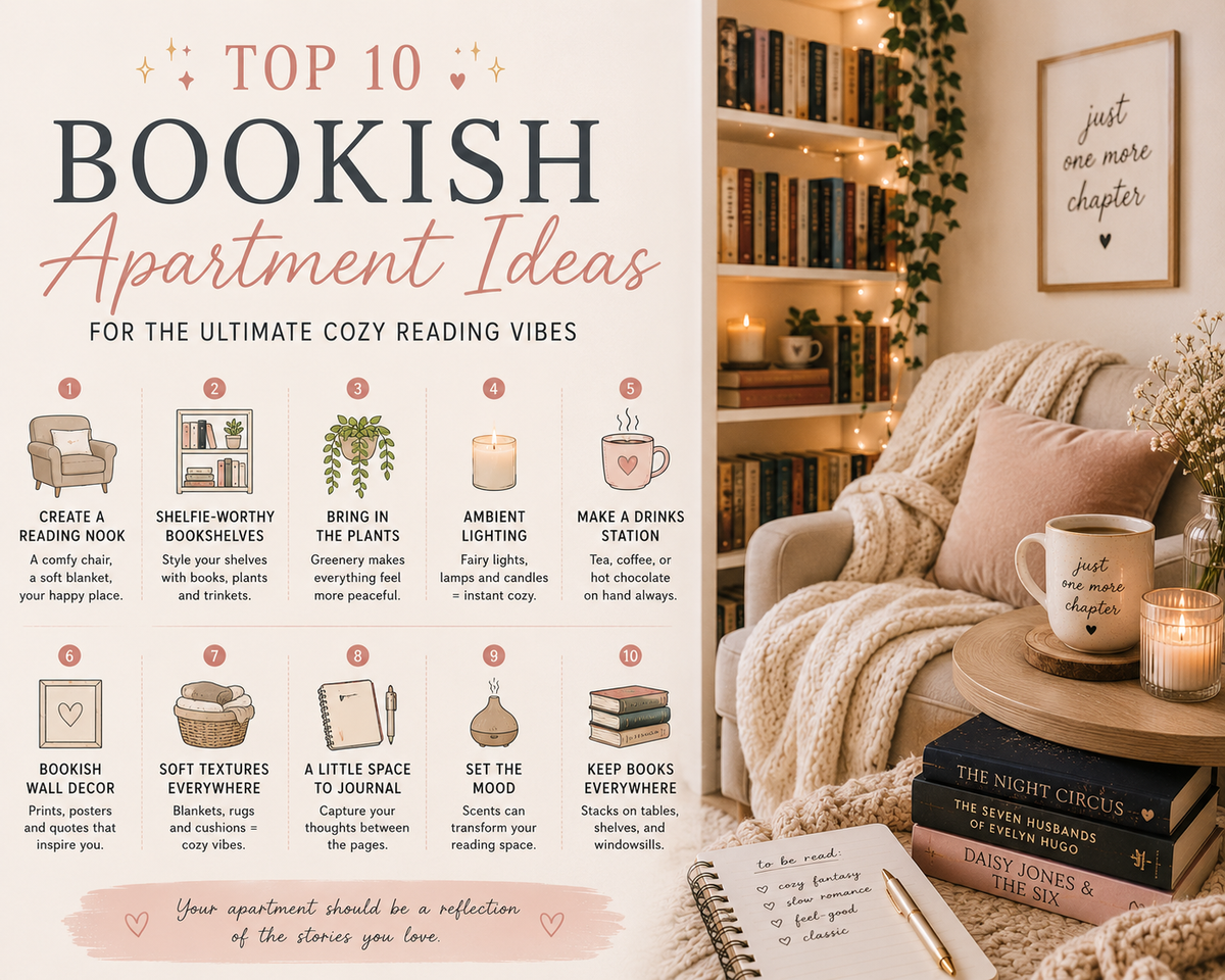 Top 10 Bookish Apartment Ideas For The Ultimate Cozy Reading Vibes