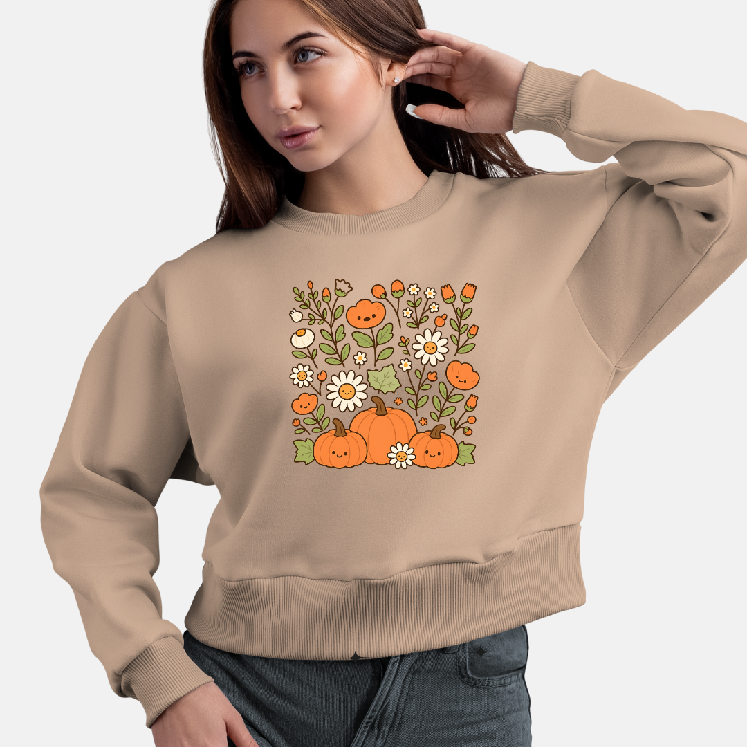 Trendy Pumpkin PNG – Cute Fall Clipart with Daisies for Sublimation, Stickers & Crafts