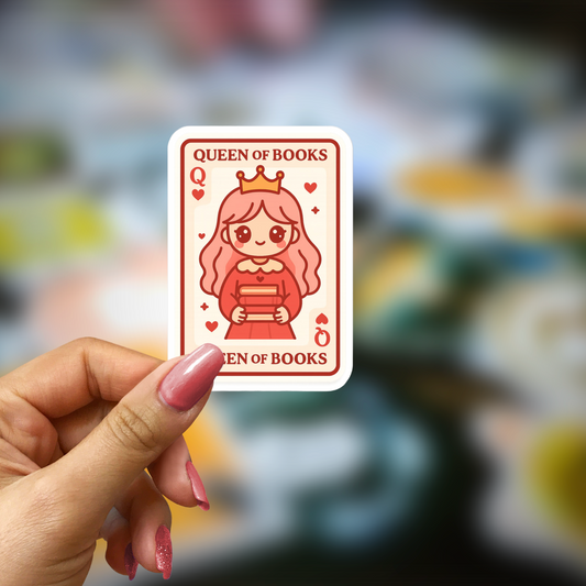 Queen of Books Sticker – Cute Book Lover Vinyl Decal for Readers, Planners & Gifts