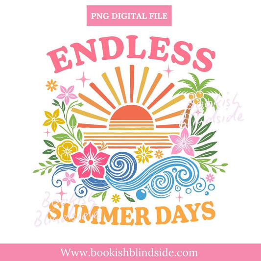 Endless Summer Days PNG | Retro Tropical Sunset Clipart | Digital Download for Sublimation, Summer Shirts, Mugs