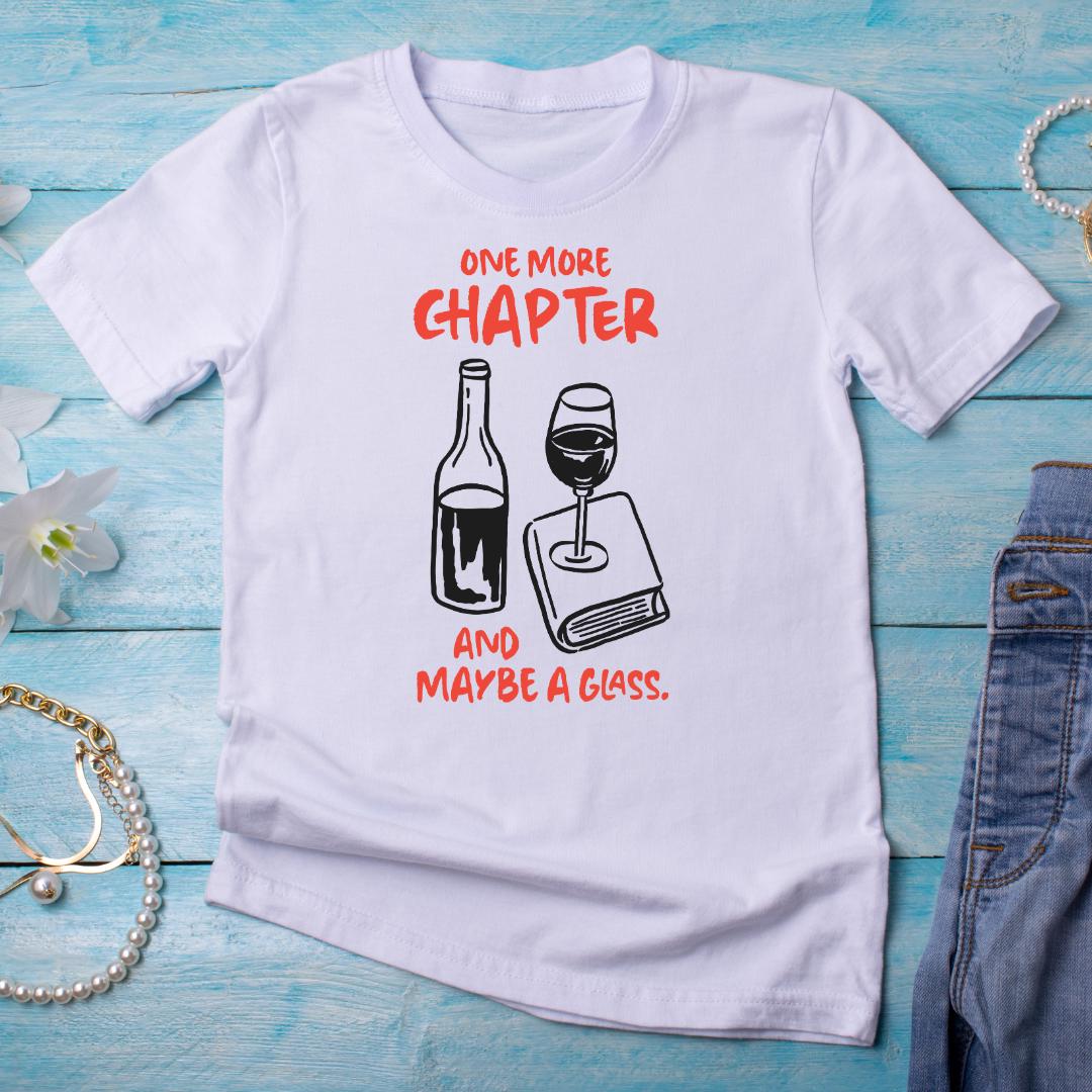 One More Chapter and Maybe a Glass PNG | Book & Wine Digital Sticker | Reading Quote Clipart | Cozy Reader Sublimation File | Instant