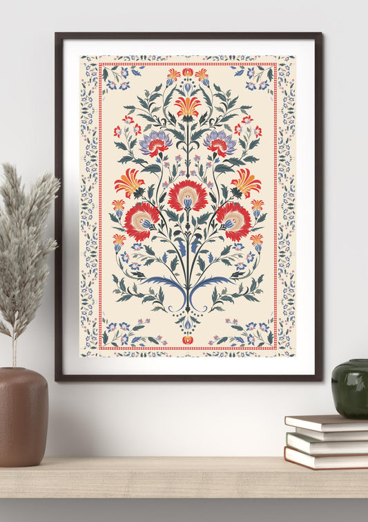 Vintage Poster Floral Wall Art | Islamic Digital Print | Middle Eastern Botanical Poster | Traditional Home Decor | Instant Download PNG