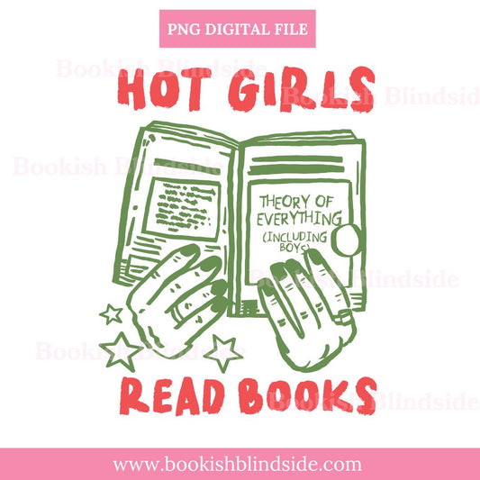 Hot Girls Read Books PNG Sticker | Digital Download | Feminist Bookish Sticker | Reading Aesthetic | Book Lover PNG File | Bookish Clipart