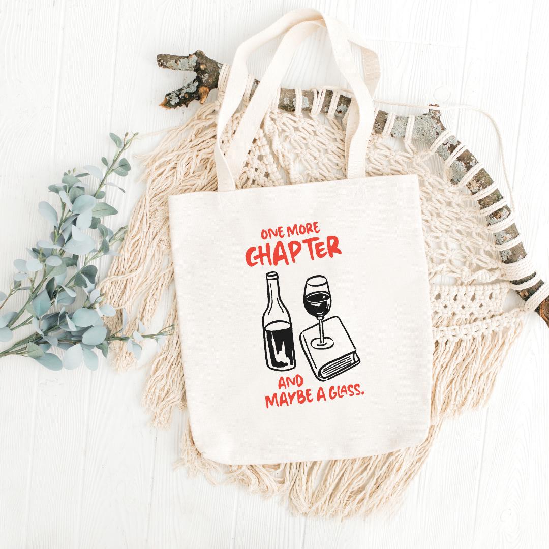 One More Chapter and Maybe a Glass PNG | Book & Wine Digital Sticker | Reading Quote Clipart | Cozy Reader Sublimation File | Instant