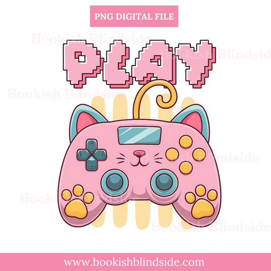 Kawaii Gamer Cat Controller PNG | Cute Gaming Clipart | Digital Download | Gamer Girl Sticker | Playstation Controller Sublimation Design