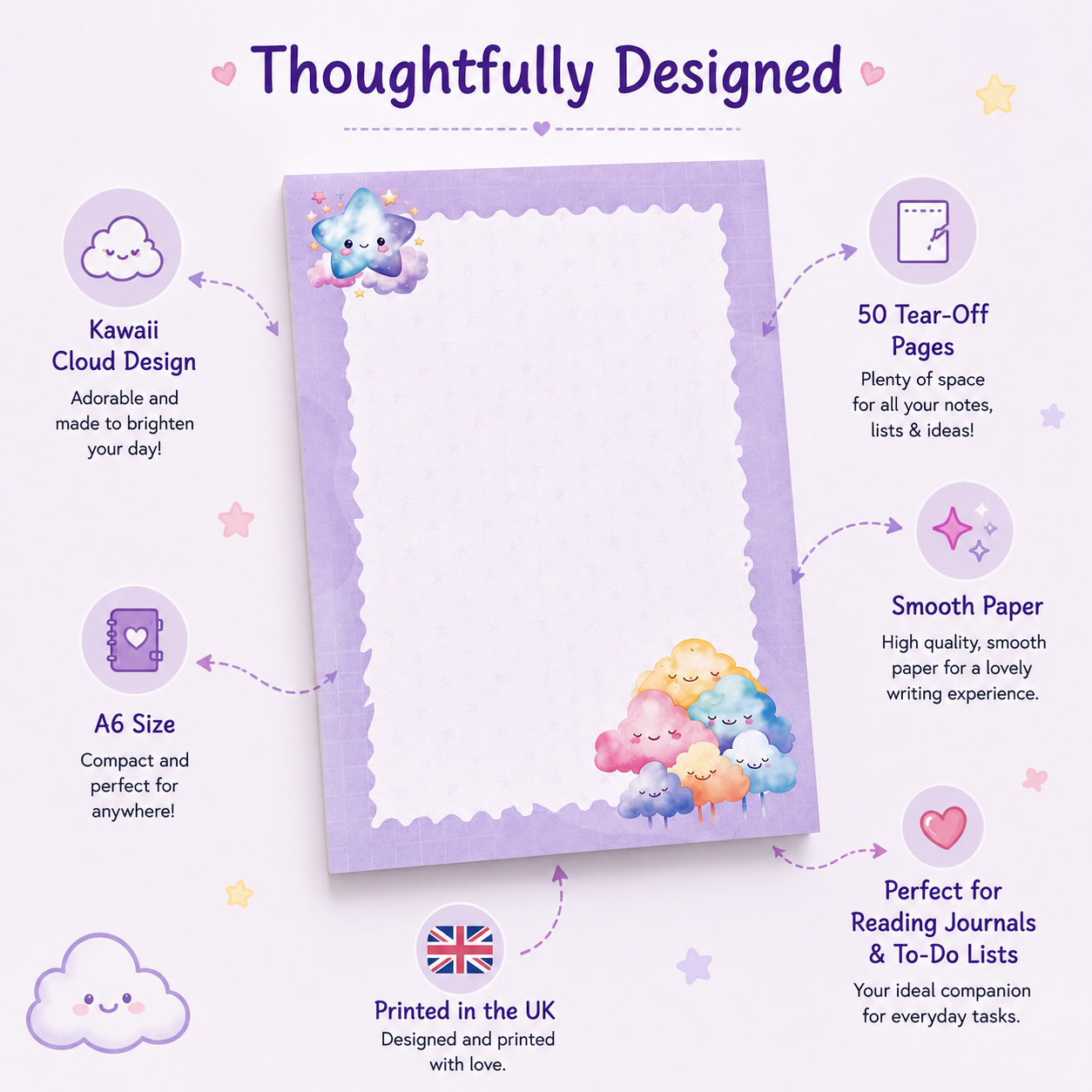 Cute Cloud Notepad | Kawaii Stationery for Daily Notes